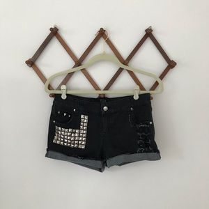tripp nyc black jean shorts with studs size 29